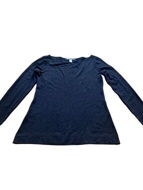 Minimalist Luxe DVF Size L Black Wool Blend Long Sleeve Round Neck Sweater